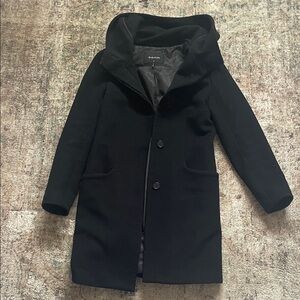 Babaton Aritzia Wool Black Hooded Coat